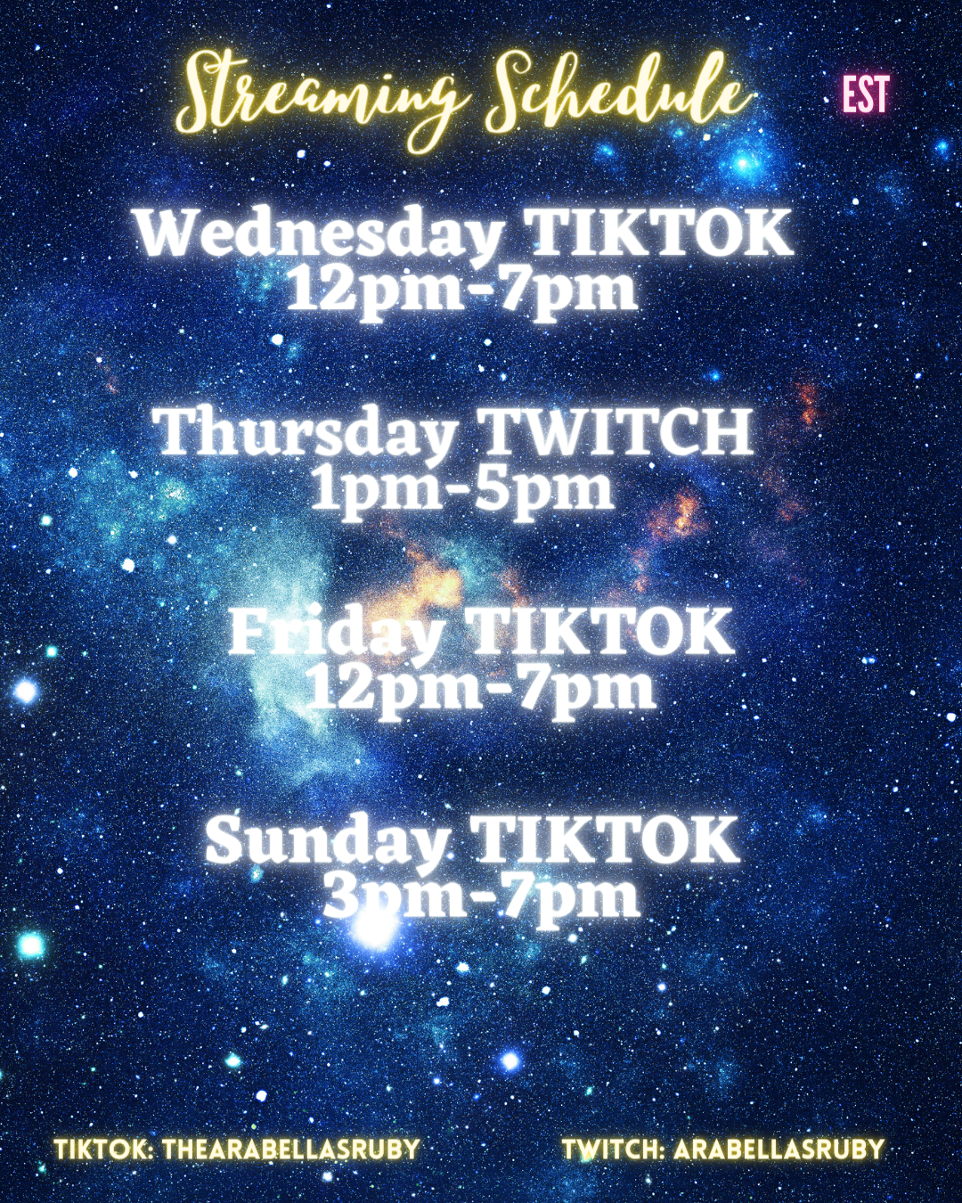 Streaming Schedule Updated